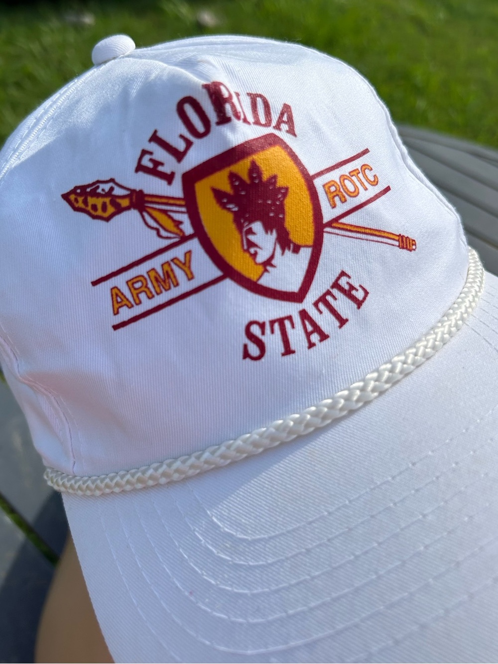 Vintage Florida State Seminoles ROTC Rope Brim Hat – White – FSU College Cap